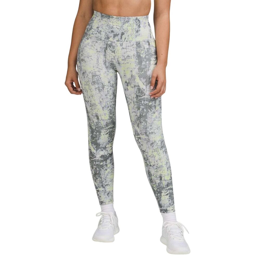 Lululemon NWT Wunder Train Contour Fit High-Rise Tight 25" Grey/Yellow Size 2